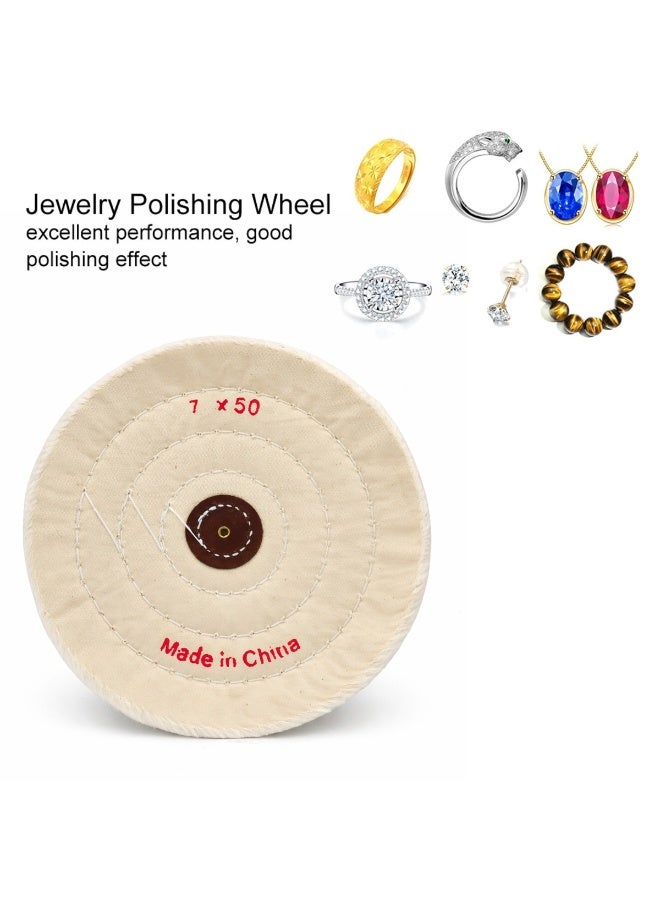 7 Inch Cotton Polishing Buffing Wheel 50 Ply with Metal Center, Heavy Duty Polishing Wheel for Jewelry, Metal Finishing, Bench Grinder and Rotary Tools - WP003 - Image 2